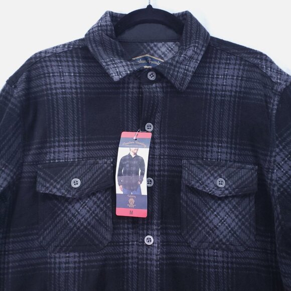 Freedom Foundry Men Dark Gray Black Plaid Shirt Size M - Picture 10 of 16